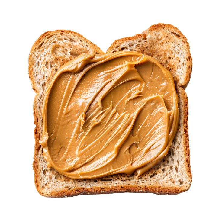 peanut butter spread on a slice of bread
