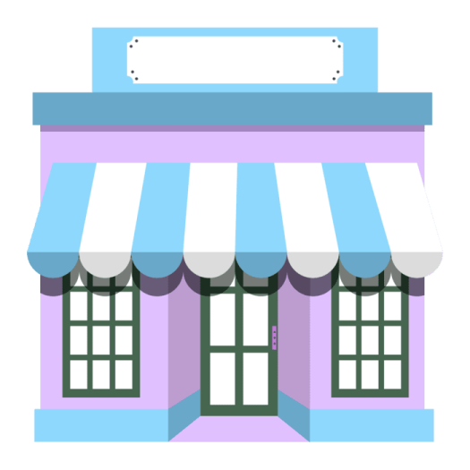 a purple and blue building with aws