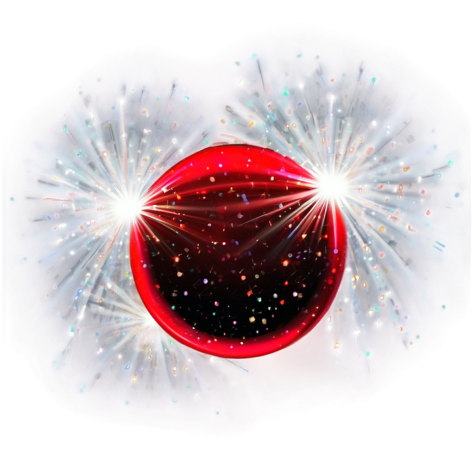 a red christmas ball surrounded by sparkles