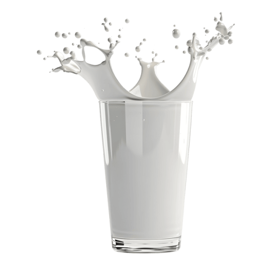 a glass filled with milk and splashing
