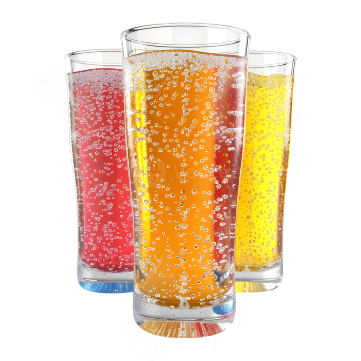 three glasses of beer on a white background