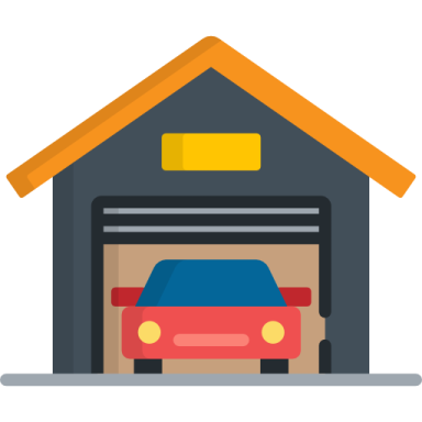 a garage with a car in it