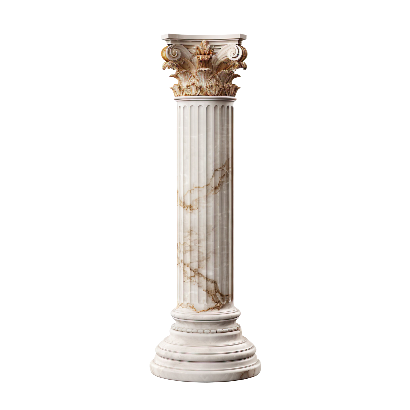 a white marble column with a lion head