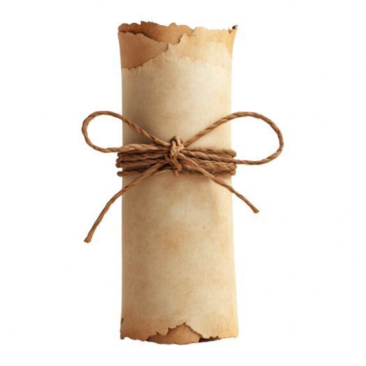 a roll of brown paper tied with twine