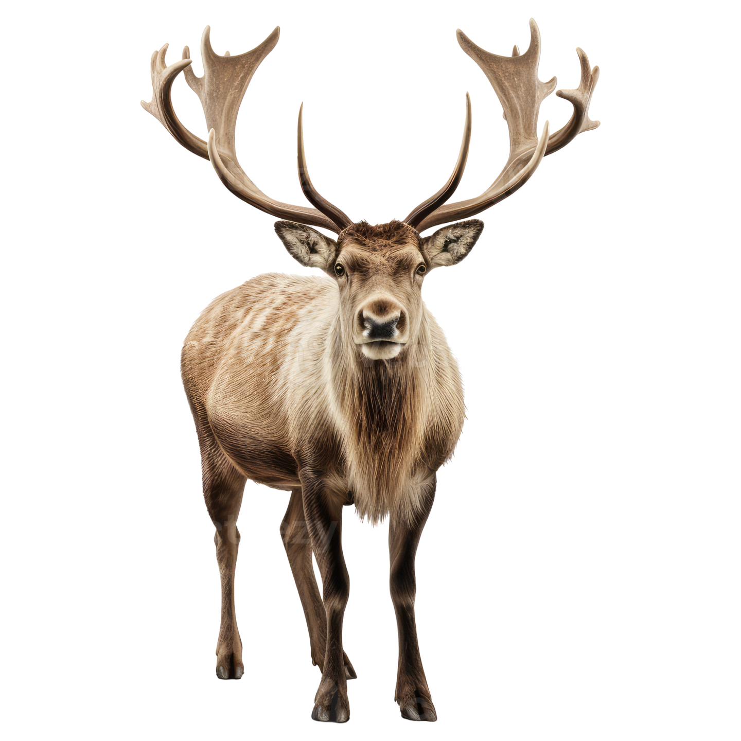 a large elk standing up against a white background