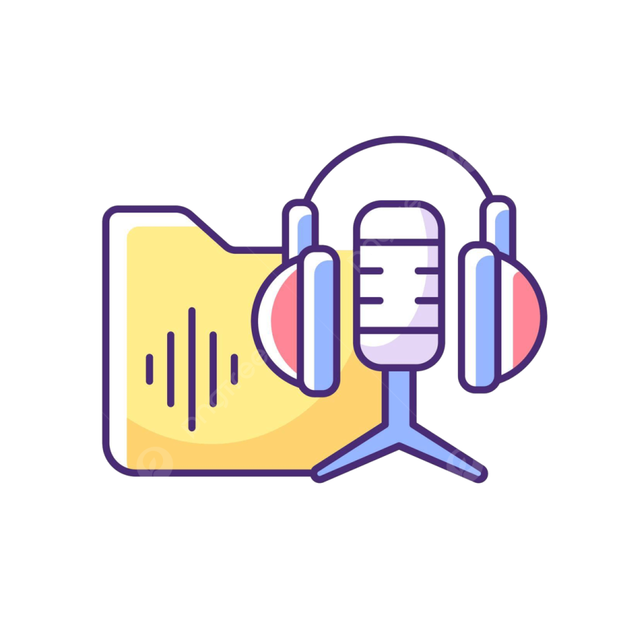 a microphone with headphones on top of it