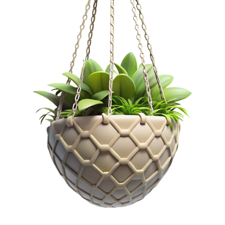 a hanging planter with plants in it