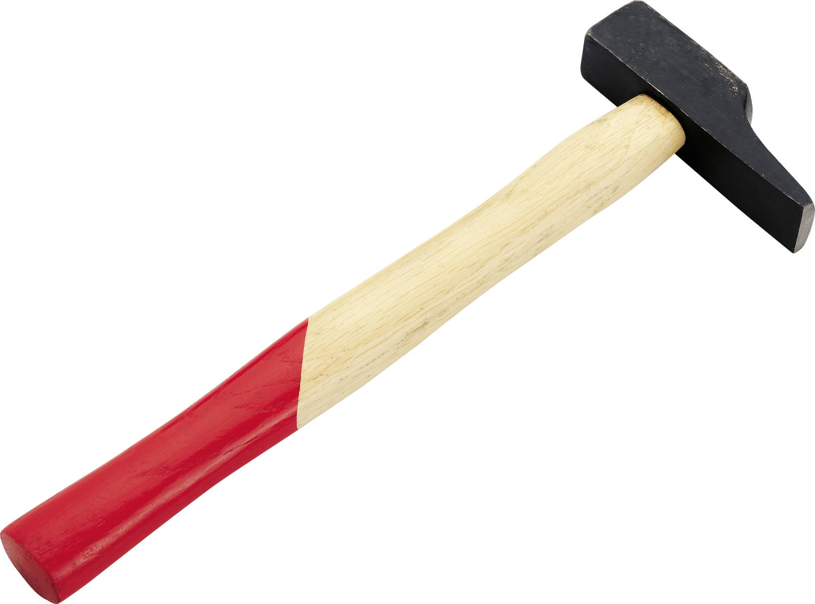 a hammer with a red handle on it
