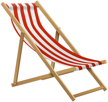 a deck chair with red and white stripes