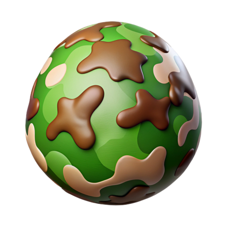 an image of a green and brown camouflage ball