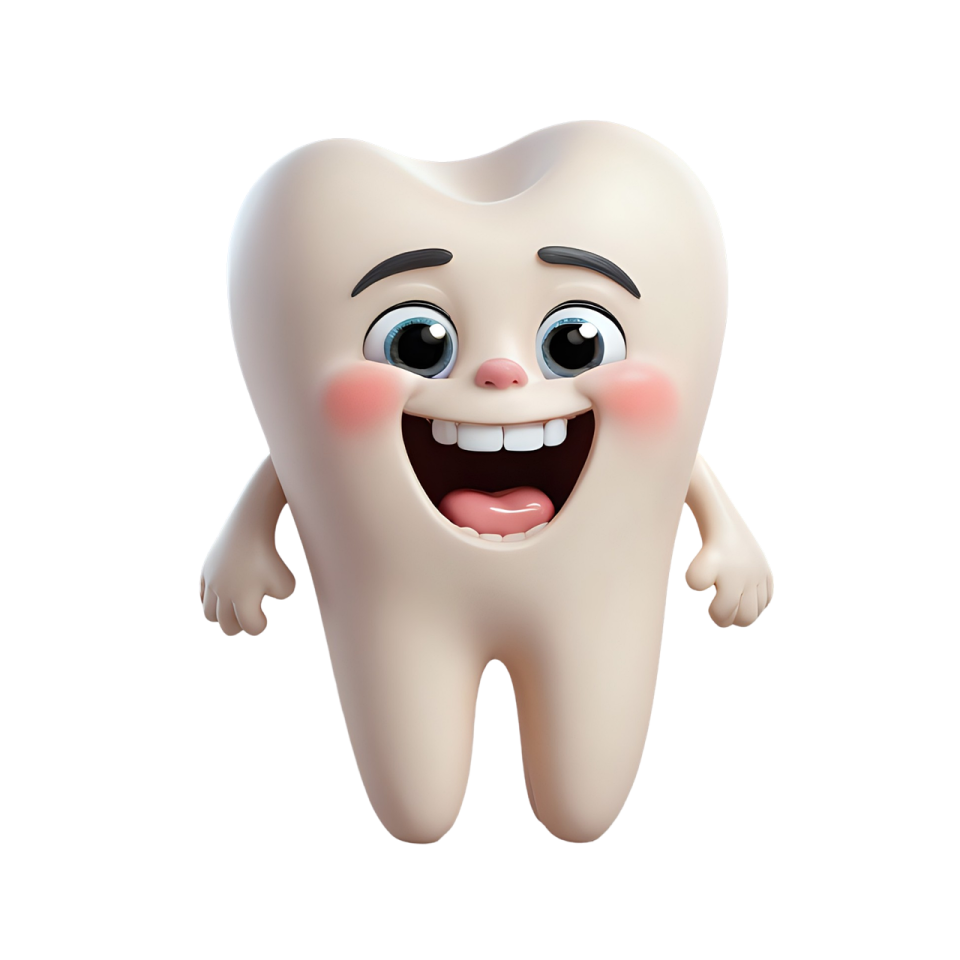 a cartoon tooth with an open mouth