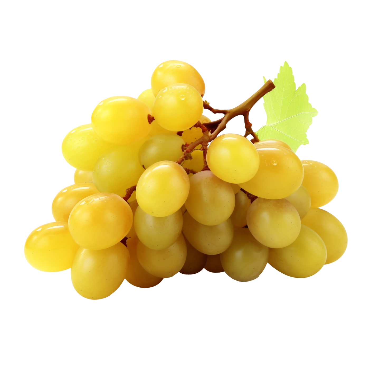 a bunch of yellow grapes on a white background