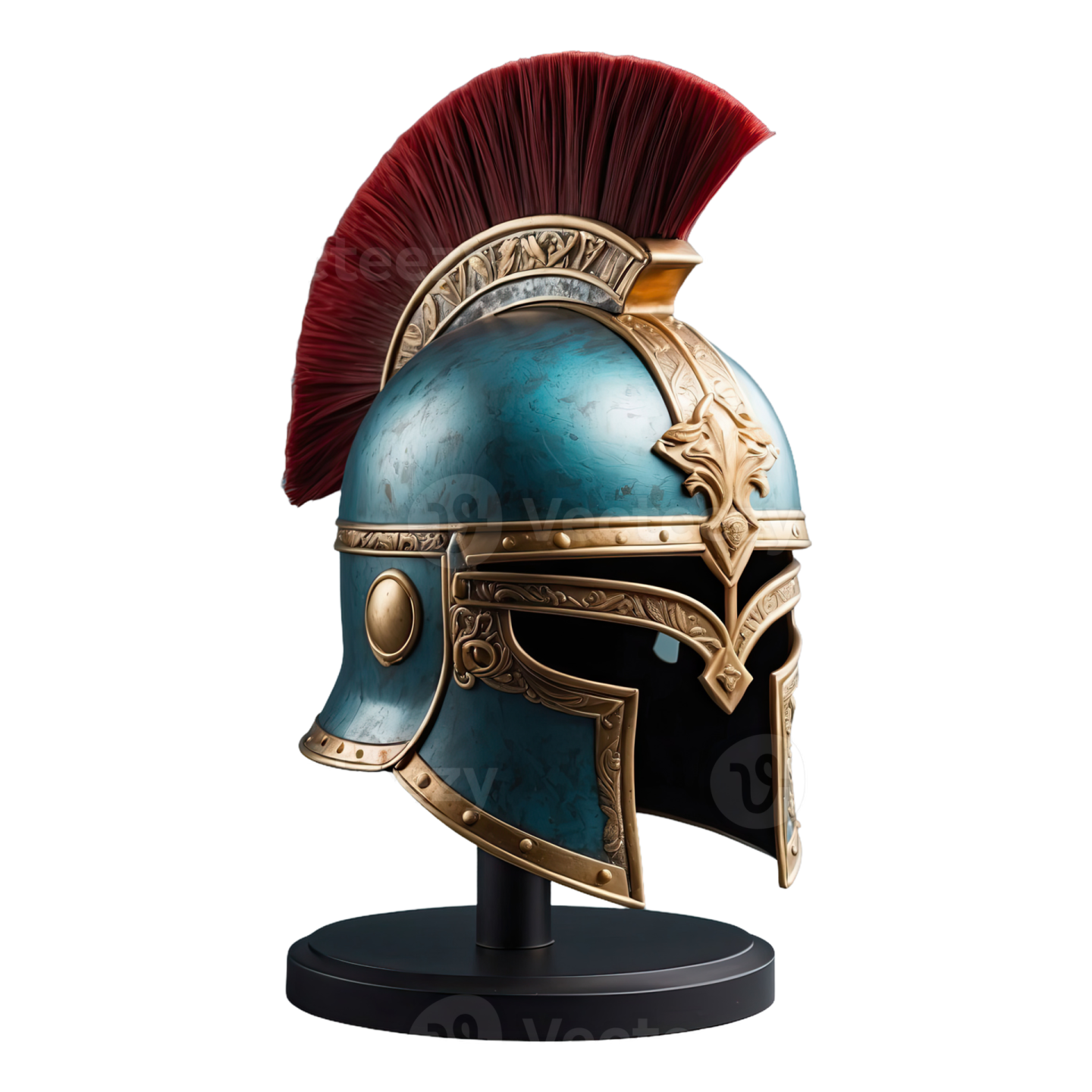 a roman helmet on a stand