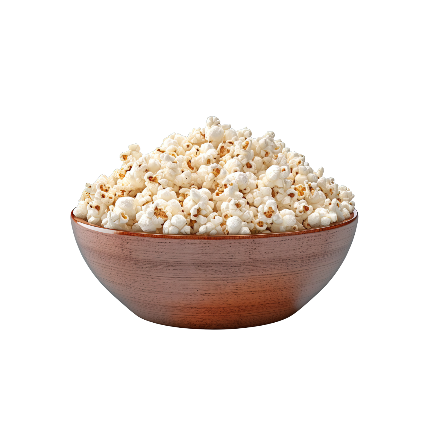 a bowl of popcorn on a white background