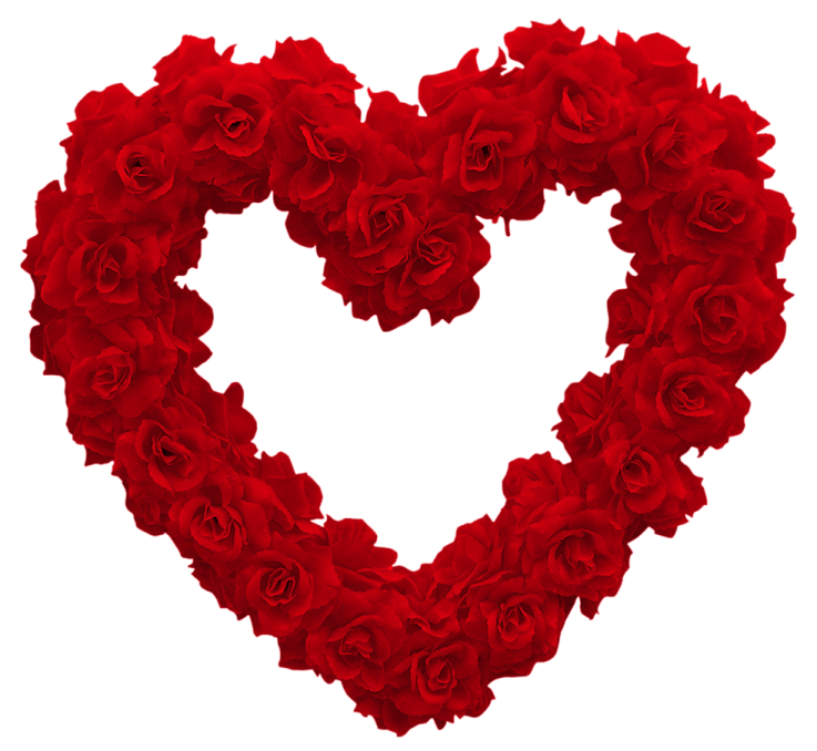 a heart made out of red roses