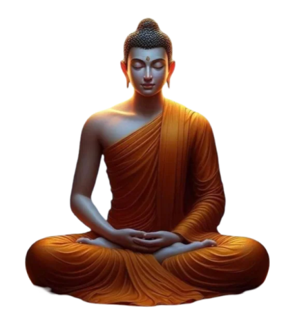 a buddha statue sitting on the ground