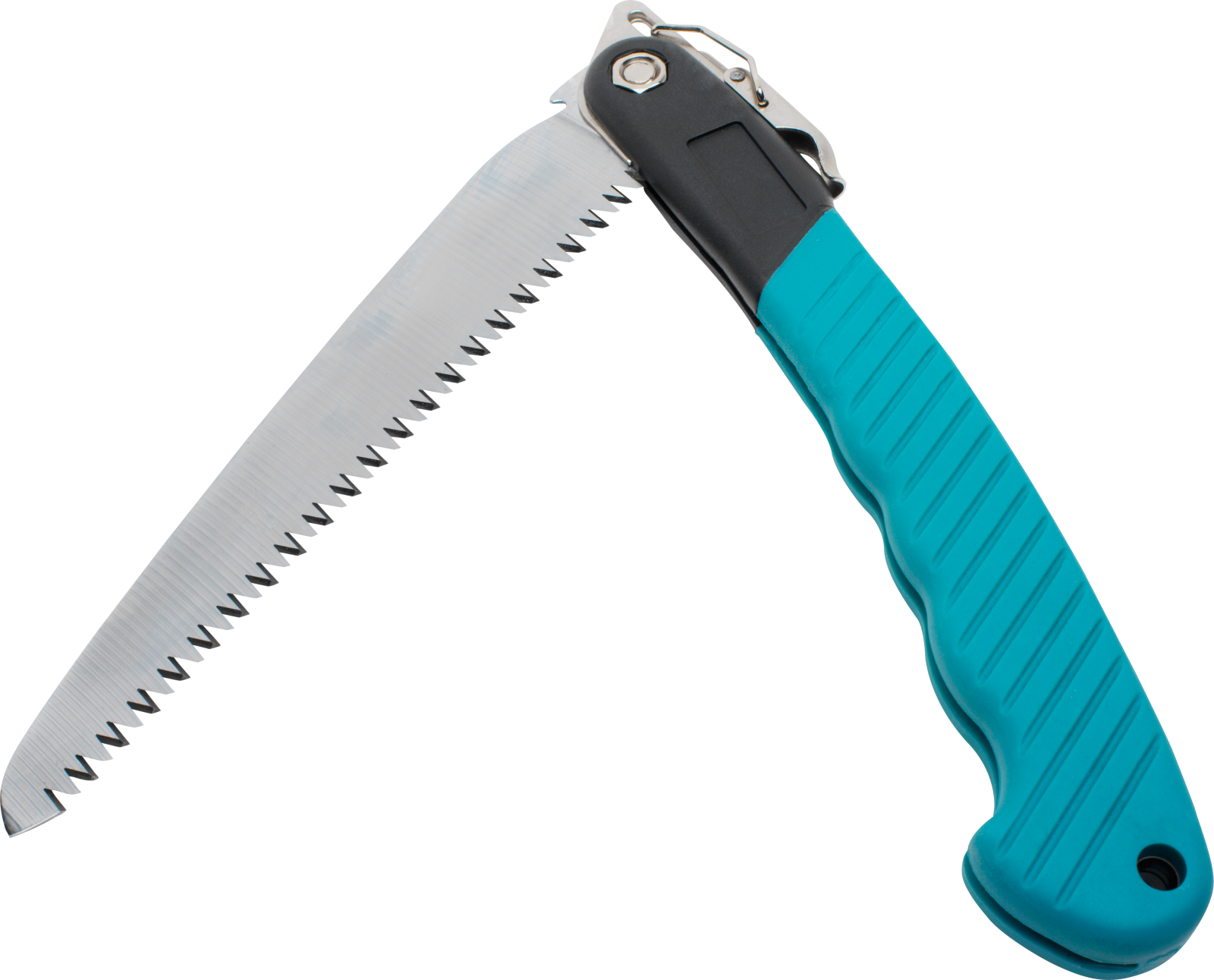 a blue and black knife on a white background