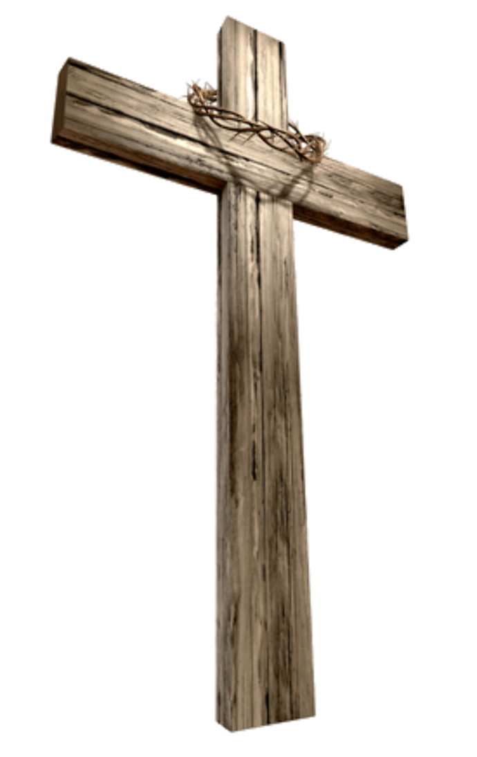 a wooden cross on a white background