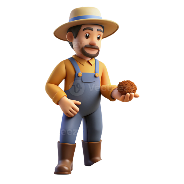 a cartoon character holding a shovel and digging dirt
