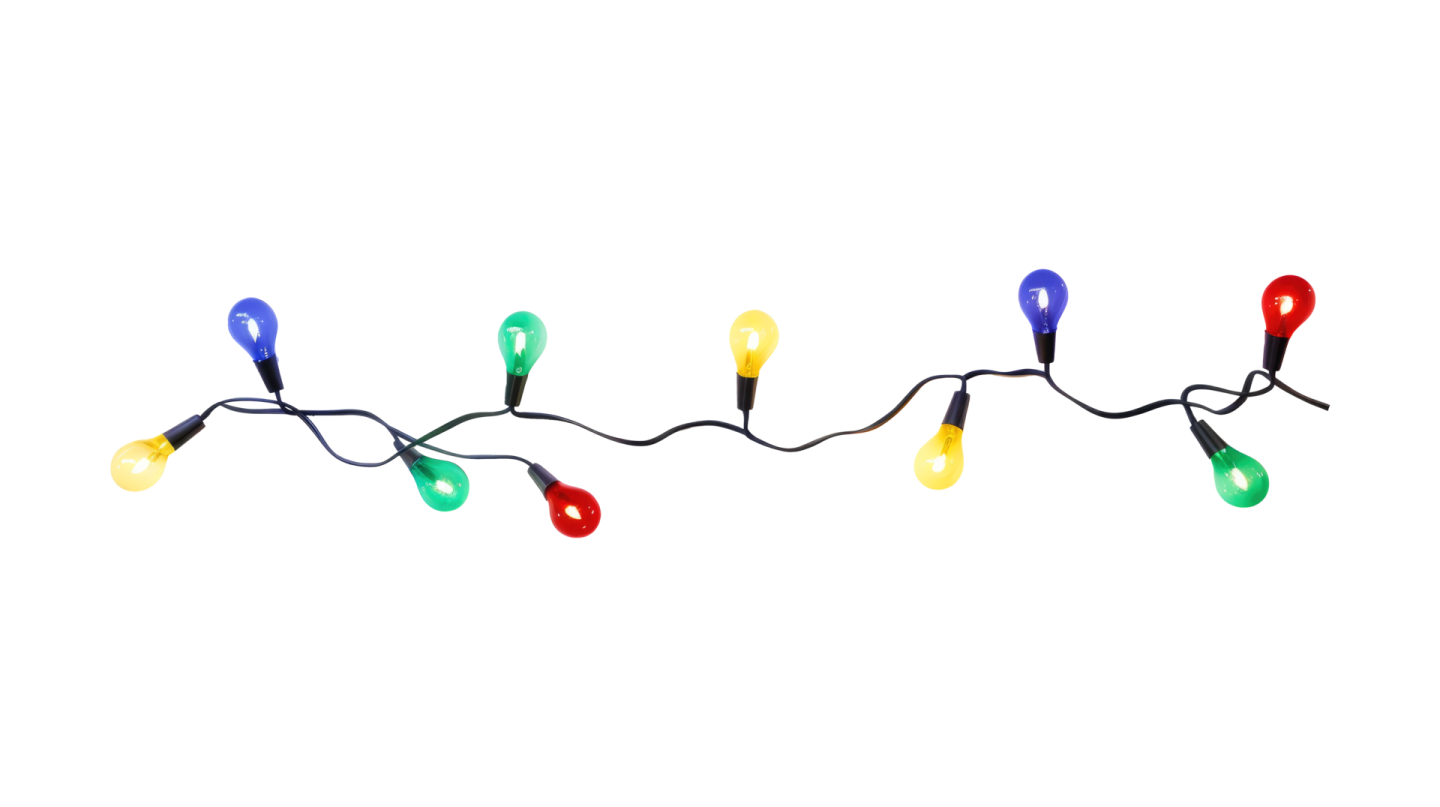 a string of lights on a white background