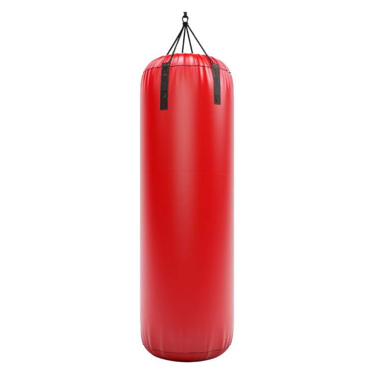 a red punching bag on white background
