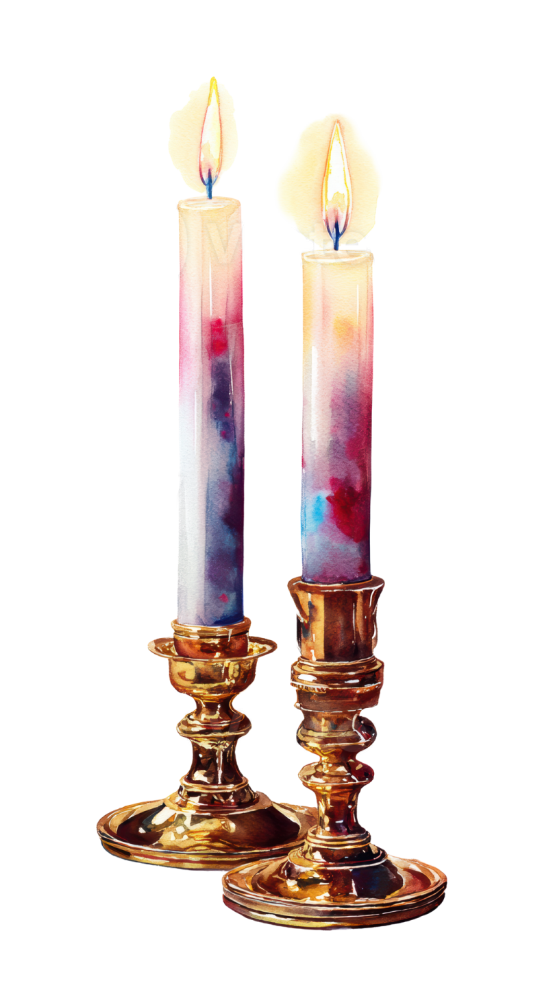 two candles on a white background