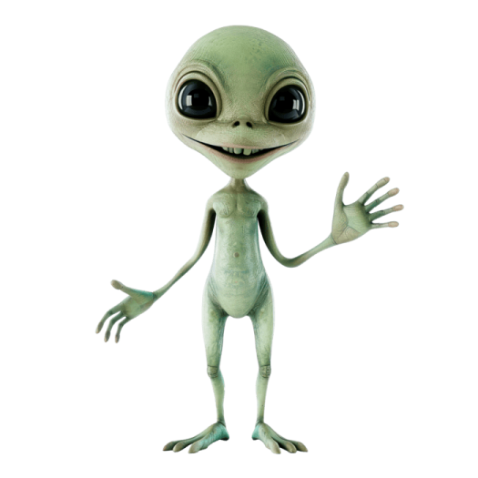 a cartoon alien with big eyes and long legs