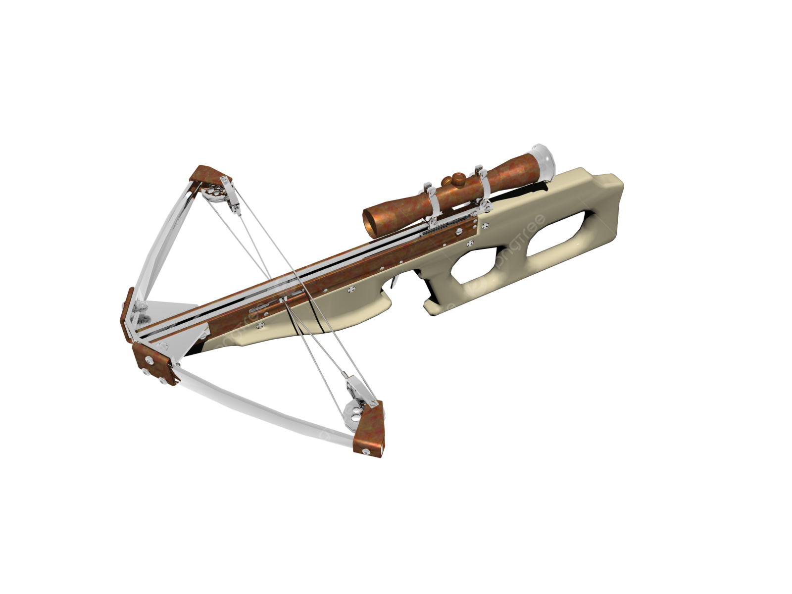 a 3d image of a crossbow with an arrow