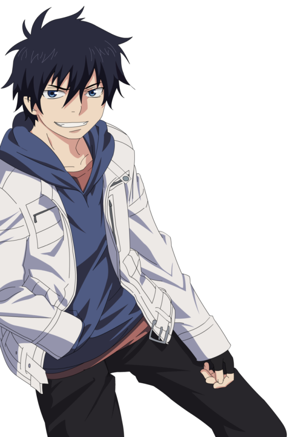 an anime character in a white jacket and black pants