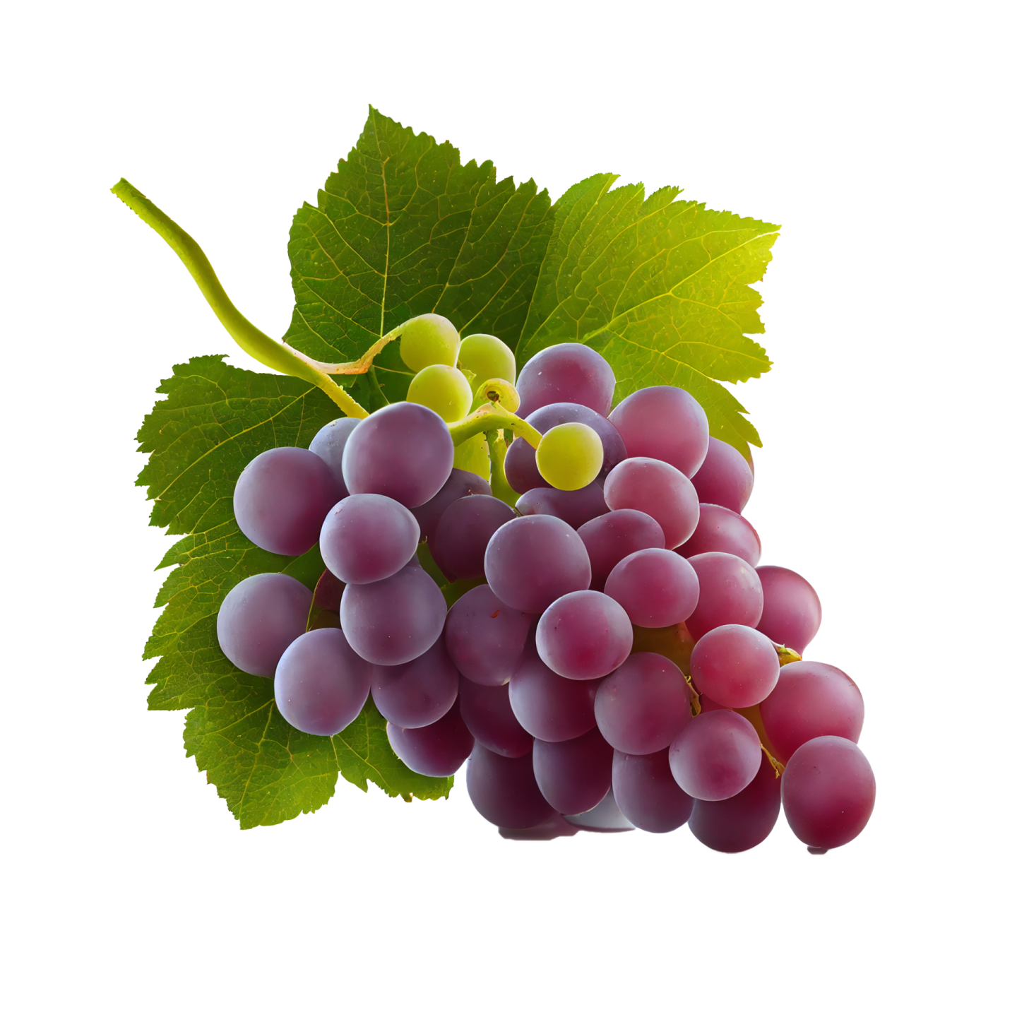 a bunch of grapes on a white background