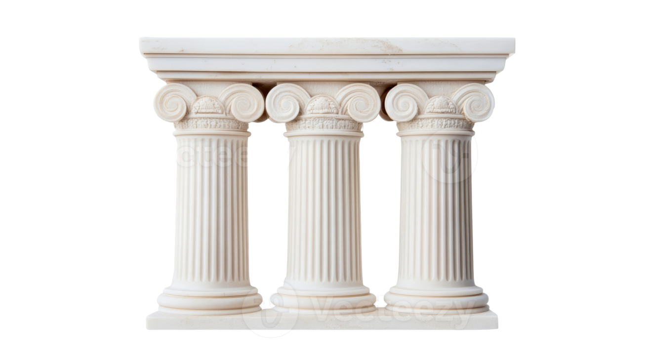 a white marble pedestal with three columns