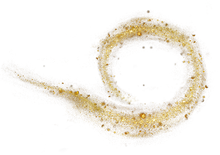 a circle made out of gold glitter