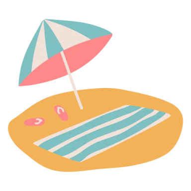 an illustration of a beach chair and umbrella
