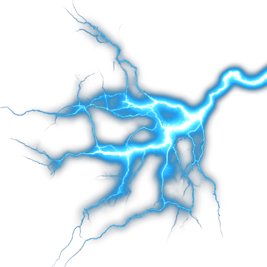 a blue lightning bolt on a white background