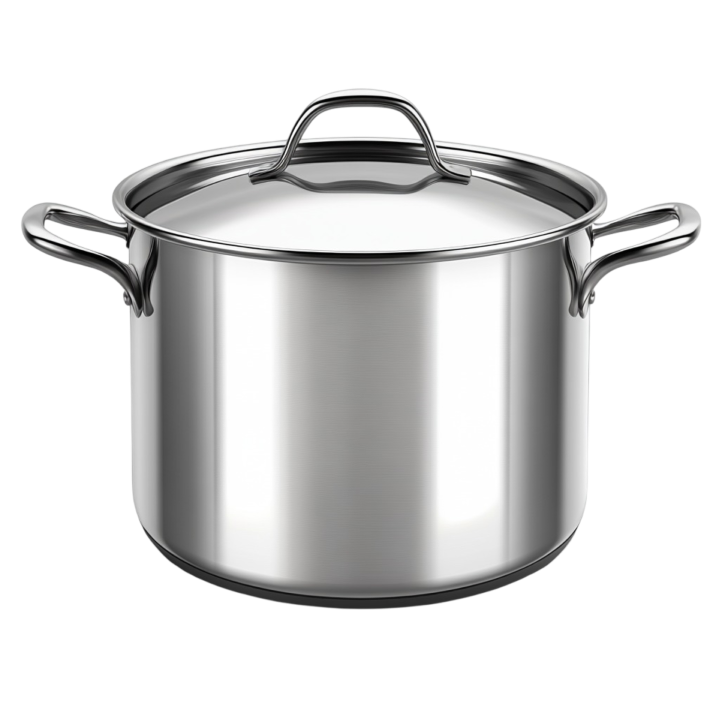 a stainless pot with lid and handles