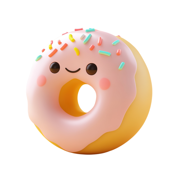 a pink donut with sprins on it
