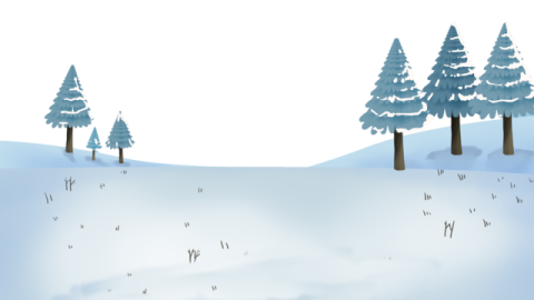 a snowy scene with trees and snow