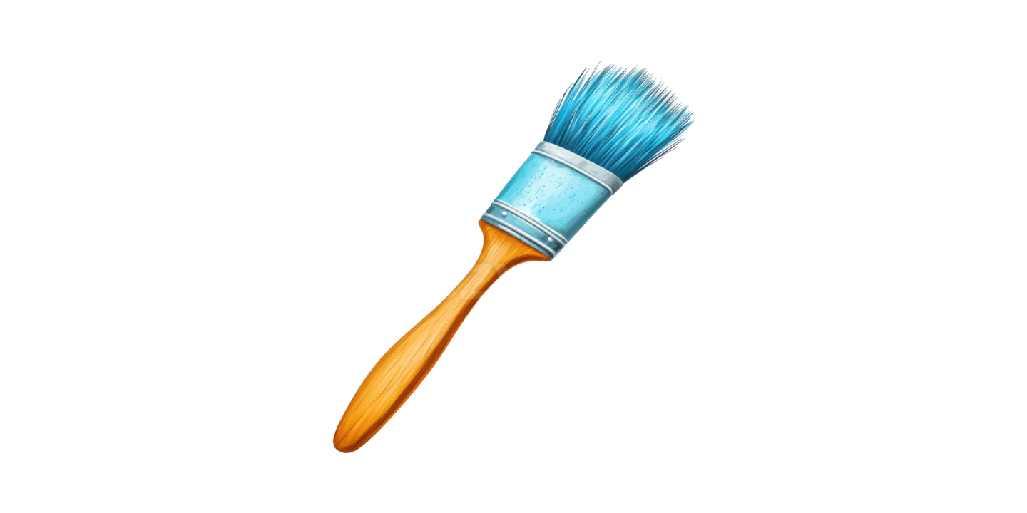 a blue paint brush on a white background