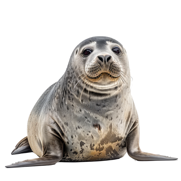 a grey seal on a white background