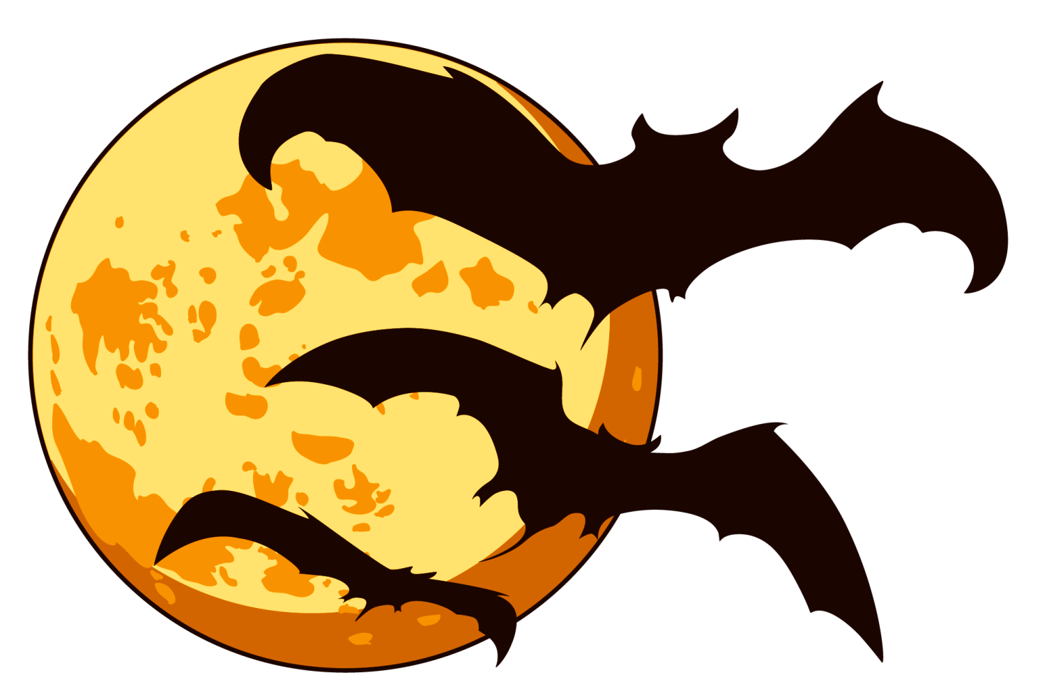 two bats flying in front of the moon