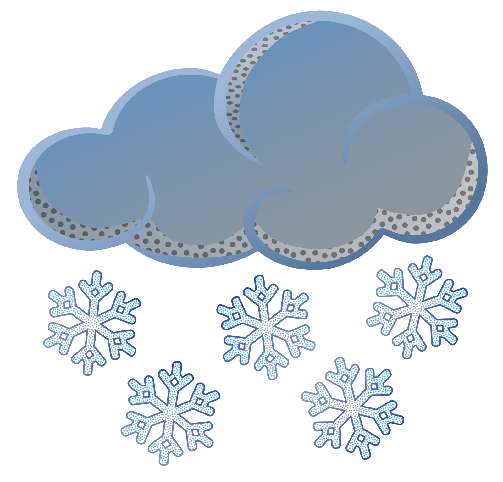 a cloud with snow flakes on it