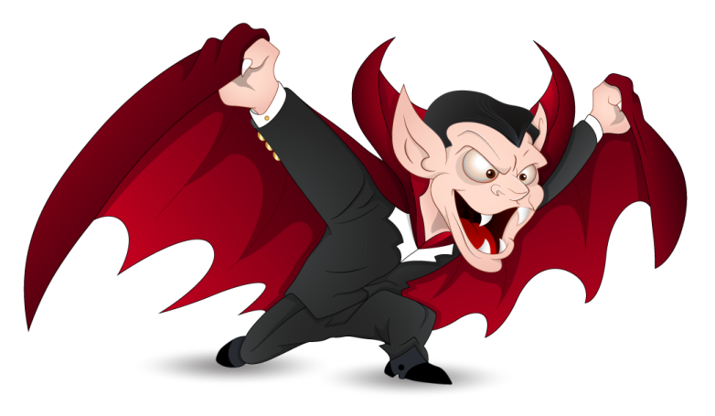 a cartoon character dressed as dracula