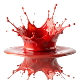 a splash of red liquid on a white background