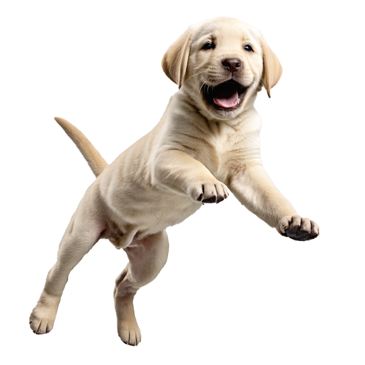 a puppy dog jumping up in the air