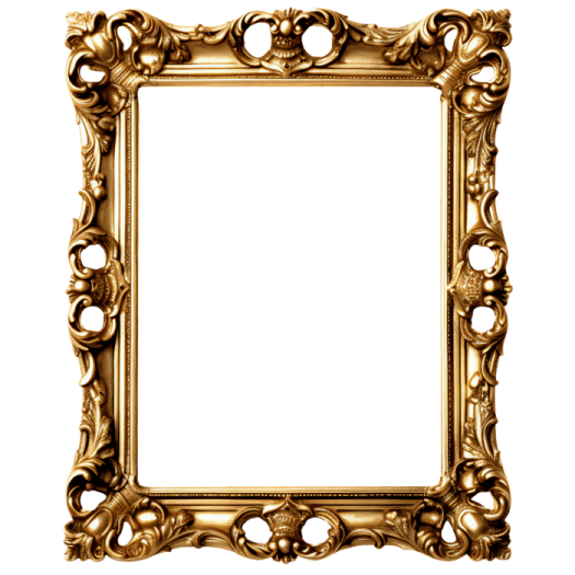 a gold ornate frame on a white background