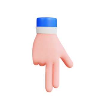 a pink hand with a blue cap on it