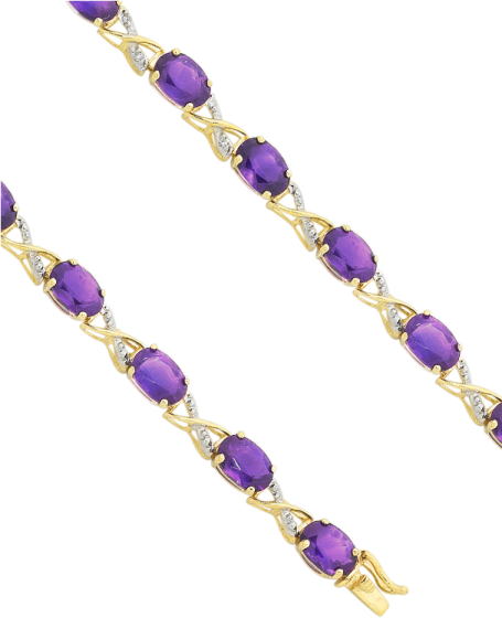 14k yellow gold amethite and diamond bracelet