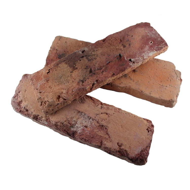 three pieces of red brick on white background