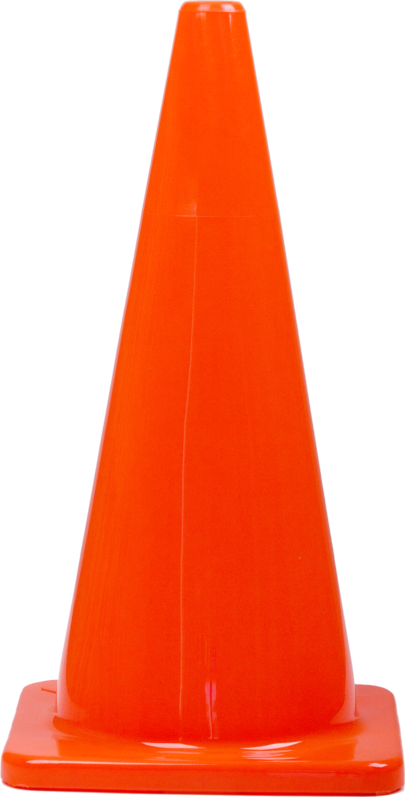 an orange traffic cone on a white background