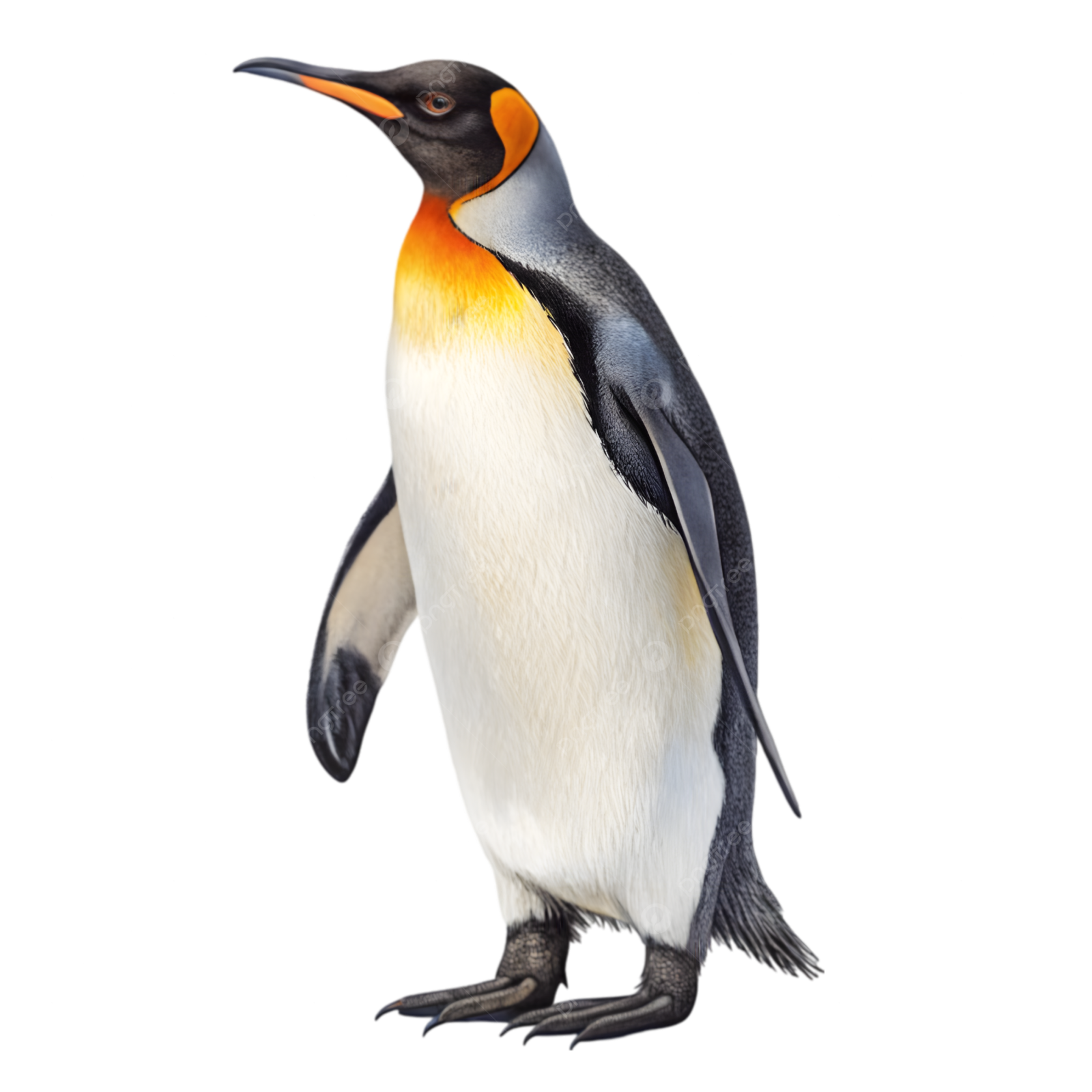 a penguin standing on top of a white surface